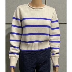Gap Shrunken Roll Neck Heavy Sweater blue stripes size S
